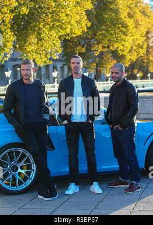 Die BBC bekannt Andrew "Freddie" Flintoff, Paddy McGuiness und Chris Harris als neue Vorlage Mannschaft für die kommende Serie von Top Gear. Mit: Andrew "Freddie" Flintoff, Paddy McGuiness, Chris Harris, Wo: London, Vereinigtes Königreich, wenn: 22 Okt 2018 Quelle: John rainford/WANN Stockfoto