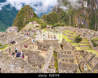 Aguascalientes, Peru - 5. Januar 2017. Blick auf die Häuser in der Zitadelle Machu Picchu Stockfoto