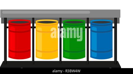 Bunte cartoon sortieren Mülleimer Stock Vektor
