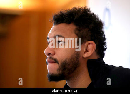 England's Courtney Lawes während der Pressekonferenz in Pennyhill Park, in Bagshot. Stockfoto