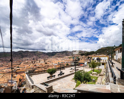 Blick auf die Stadt Cusco vom Mirador de San Blas Stockfoto