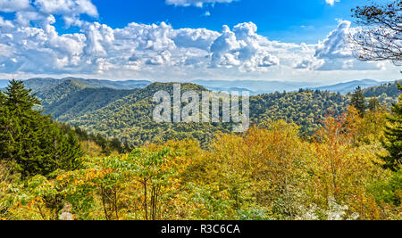 Panoramablick über die Great Smokey Mountains in Tennessee Stockfoto