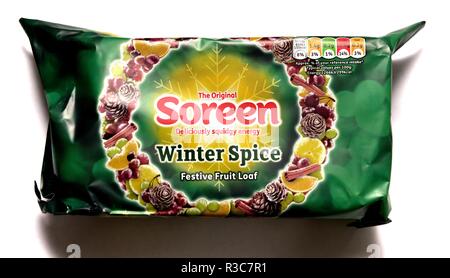 Soreen, Winter Spice, festliche Obst Brot Stockfoto