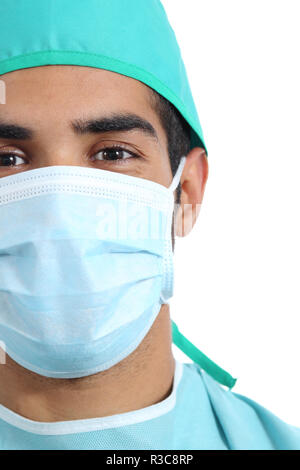 Porträt eines arabischen Chirurg Arzt Gesicht mit Maske Stockfoto