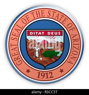 Abzeichen des US State Seal Arizona, 3D-Darstellung Stockfoto