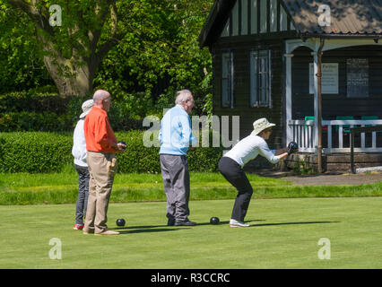 Boccia Spiel in Church Stretton, Shropshire, England, Großbritannien Stockfoto