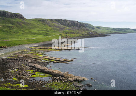 Landschaft aus dem Duntulm Castle Hill, Schottland gesehen, Großbritannien Stockfoto