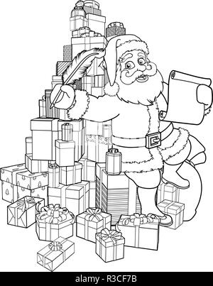 Santa Claus Weihnachten Geschenk Liste Cartoon prüfen Stock Vektor