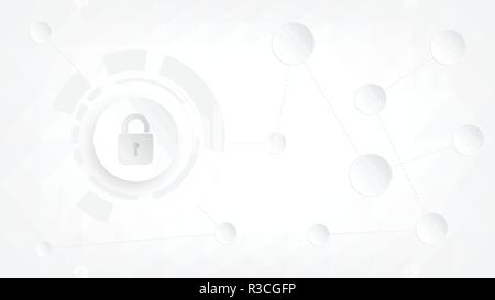 Cyber Sicherheit und Schutz von Informationen Konzept: Sicherungssymbol und Link Network ihre Website, Unternehmen schützen, Informationen über das Unternehmen stellt die perfe Stock Vektor