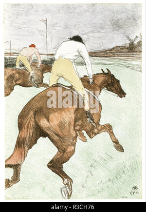 Der Jockey. Datum/Zeitraum: 1899. Drucken. Lithographie in Farben Lithographie in Farben. Höhe: 51.80 mm (2,03 in); Breite: 36.20 mm (1.42 in). Autor: Henri de Toulouse-Lautrec. Stockfoto