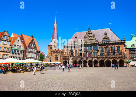 BREMEN, Deutschland - Juli 06, 2018: Bremer Rathaus oder Rathaus in der Altstadt von Bremen, Deutschland Stockfoto