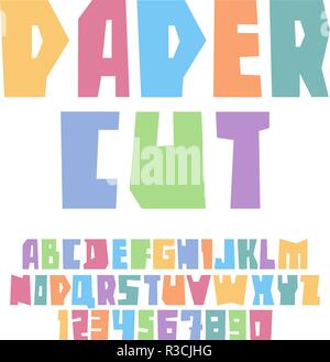 Font Papier schneiden Großbuchstaben Pastellfarben Stock Vektor