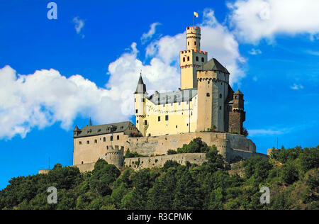 Deutschland, Schloss Marksburg in der Nähe von Braubach, Deutschland, am Rhein, Flusskreuzfahrt, Marksburg Castle Stockfoto