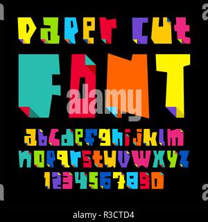 Bunte Buchstaben, aus Papier geschnitten, gebogen Stock Vektor