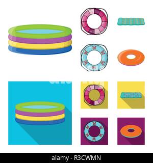 Mehrfarbige schwimmen Kreis Cartoon, Flachbild Symbole im Set Sammlung für Design. Verschiedene Rettungsringe vektor Symbol lieferbar Abbildung. Stock Vektor