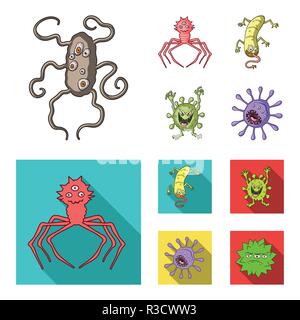 Verschiedene Arten von Mikroben und Viren. Viren und Bakterien Sammlung Icons im Cartoon, flacher Stil vektor Symbol lieferbar Abbildung. Stock Vektor