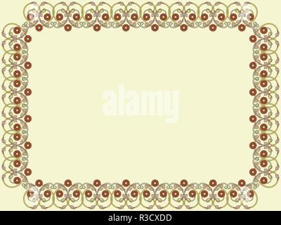 Dekorative Blume Rahmen mit interlaced Linien auf Schlammigen gelben Hintergrund zarte, hand Vector Illustration gezeichnet Stock Vektor