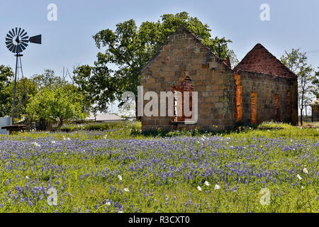 Alte verlassene Gebäude, Cherokee, Texas Stockfoto