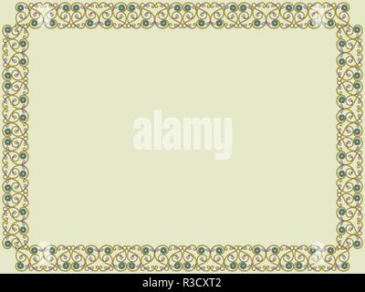 Dekorative viktorianischen Stil Rahmen mit interlaced Linien in hellen Farbtönen auf der Mute khaki Hintergrund, Vektor als Element des Designs Stock Vektor