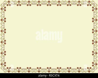 Dekorative viktorianischen Blumen Rahmen mit interlaced Linien in hellen Farbtönen auf die mute-gelben Hintergrund, Vektor als Element des Designs Stock Vektor