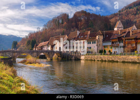 Saint ursanne am Doubs Stockfoto