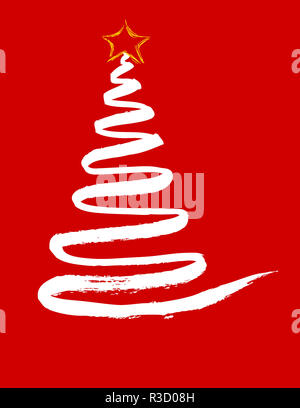 Weihnachtskarte mit gemalten Weihnachtsbaum Stockfoto