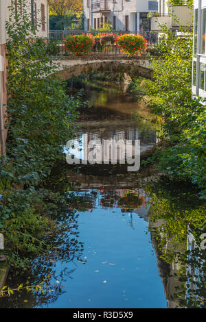 Altstadt von Saarburg auf Saar, Gebiet namens "Klein Venedig", Naturpark Saar-Hunsrück, Rheinland-Pfalz, Deutschland, Stockfoto