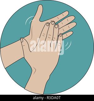 Vector Illustration. menschliche Hände auf blauem Hintergrund applaudieren Stock Vektor