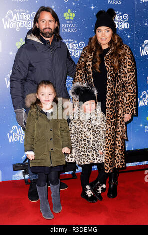 Foto muss Gutgeschrieben © Alpha Presse 080011 21/11/2018 Jay Rutland und Tamara Ecclestone und Tochter Sophia in der Vorschau starten Nacht der Hyde Park Winter Wonderland 2018 im Hyde Park, London. Stockfoto