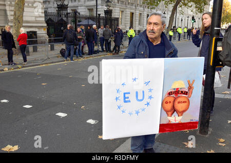 Kaya Mar, politischen satirischen Zeichner, in Westminster mit seiner Arbeit als Brexit ist im Parlament diskutiert 14. November 2018 Stockfoto