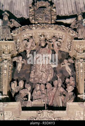 CAPILLA DEL REY CASTO - LA ASUNCIÓN DEL RETABLO. Lage: CATEDRAL DE SAN SALVADOR - Interieur. Oviedo. Asturien. Spanien. Stockfoto