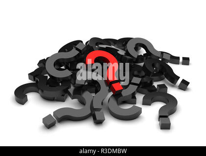 Ein Haufen Fragezeichen Stockfoto