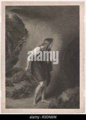 Imogen (Shakespeare, Cymbeline, Akt 3, Szene 6). Artist: Nachdem Richard Westall (Briten, Reepham, Norfolk 1765-1836 London). Abmessungen: Bild: 22 5/16 in. X 16 in. (56,7 × 40,7 cm) Blatt: 24 5/16 x 18 1/16-in. (61,8 × 45,8 cm). Engraver: Thomas Gaugain (Briten, London 1756 - Ca. 1810 London). Herausgeber: John & Josiah Boydell (British, 1786-1804). Serie/Portfolio: Boydell Shakespeare's Galerie. Betrifft: William Shakespeare (Britisch, Stratford-upon-Avon 1564-1616 Stratford-upon-Avon). Datum: 1803. In einem Thema aus einem der späten Shakespeares Dramen der britischen Prinzessin Imogen ihrs disguished hat Stockfoto