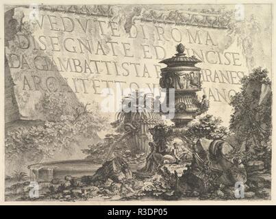 Frontispiz (Titelseite). Artist: Giovanni Battista Piranesi (Italienisch, Mogliano Veneto Rom 1720-1778). Serie/Portfolio: Vedute di Roma (Aussicht auf Rom). Datum: 1748. Museum: Metropolitan Museum of Art, New York, USA. Stockfoto