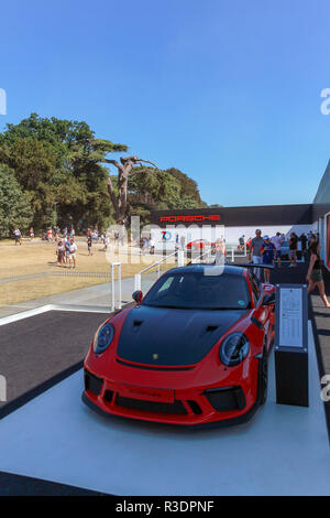 Rot Porsche 911 GT3 RS auf der Porsche stand am Goodwood Festival der Geschwindigkeit 2018 Stockfoto