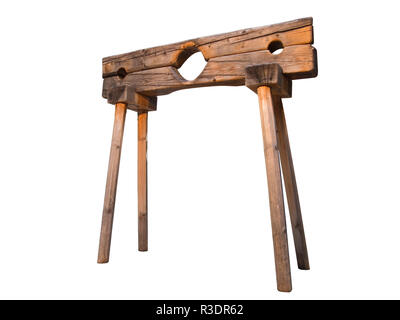 Pranger auf weiß Stockfoto