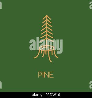Pine Tree logo Icon Design. Linienstil woods Symbol. Stock Vektor
