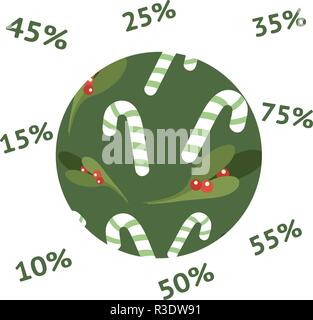 Vektor Weihnachten Verkauf banner Poster. Rabatt tags 10,15,25,25,35,45,55,75 Stock Vektor