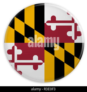 US-Staat: Maryland Flagge Abzeichen, 3d-Abbildung auf weißem Hintergrund Stockfoto