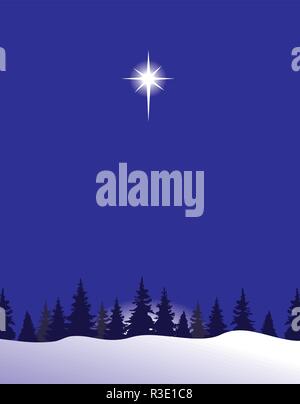 Vector Illustration von Weihnachten Szene mit Bethlehem Star. Christian Krippe. Stock Vektor