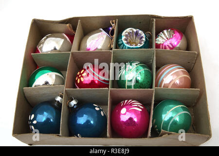 Vintage Quecksilber Christbaumkugeln aus Glas Stockfoto