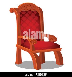 Vintage Holz Stuhl mit rot gepolsterten auf einem weißen Hintergrund. Vektor cartoon Close-up Abbildung. Stock Vektor