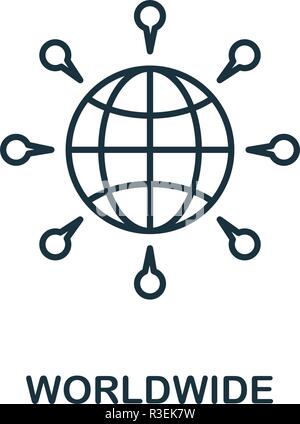 Weltweit Symbol. Umrisse Stil schlankes Design aus Business icons Collection. Pixel Perfect einfache Piktogramm weltweiten Symbol für UX und UI. Stock Vektor