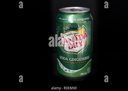 Canada Dry Ginger Ale schwarzer Hintergrund Stockfoto