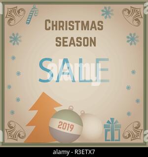 Alte Weihnachtskarte Verkauf. Einfache Banner für 2019 Neues Jahr Stock Vektor