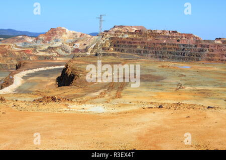 Eisensulfid, Corta Atalaya, der größte Tagebau in Europa, Minas de Riotinto, nerva. Provinz Huelva, Andalusien, Spanien Stockfoto