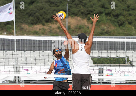 ISTANBUL, Türkei - 05. AUGUST 2018: Teilnehmer pro Beach Tour Istanbul Stufe Stockfoto