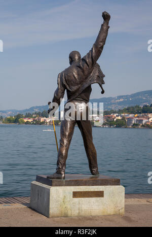 Bronzestatue von Freddie Mercury, Quai de La Rouvenaz, Genfer See, Montreux, Waadt, Schweiz Stockfoto