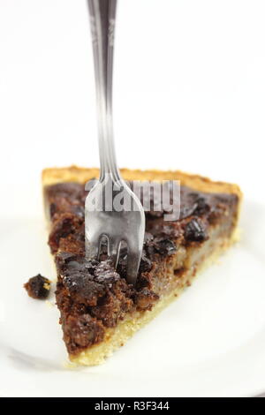 Schokolade, Birne und Pecan Tart Stockfoto