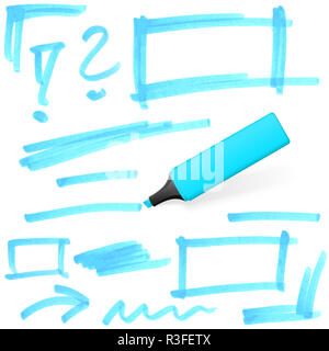 Farbigen Textmarker mit Markierungen Stockfoto
